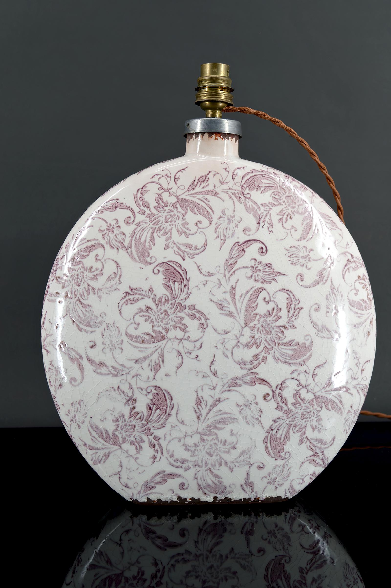 20ième siècle Lampe en céramique craquelée, Shabby Chic, 20e siècle en vente