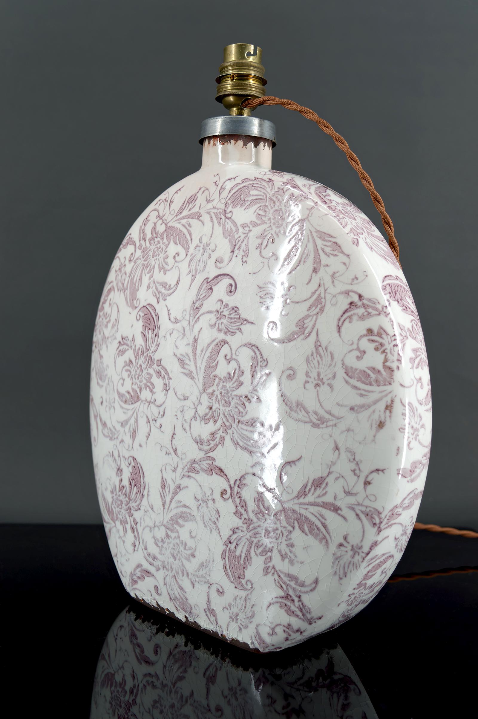 Céramique Lampe en céramique craquelée, Shabby Chic, 20e siècle en vente