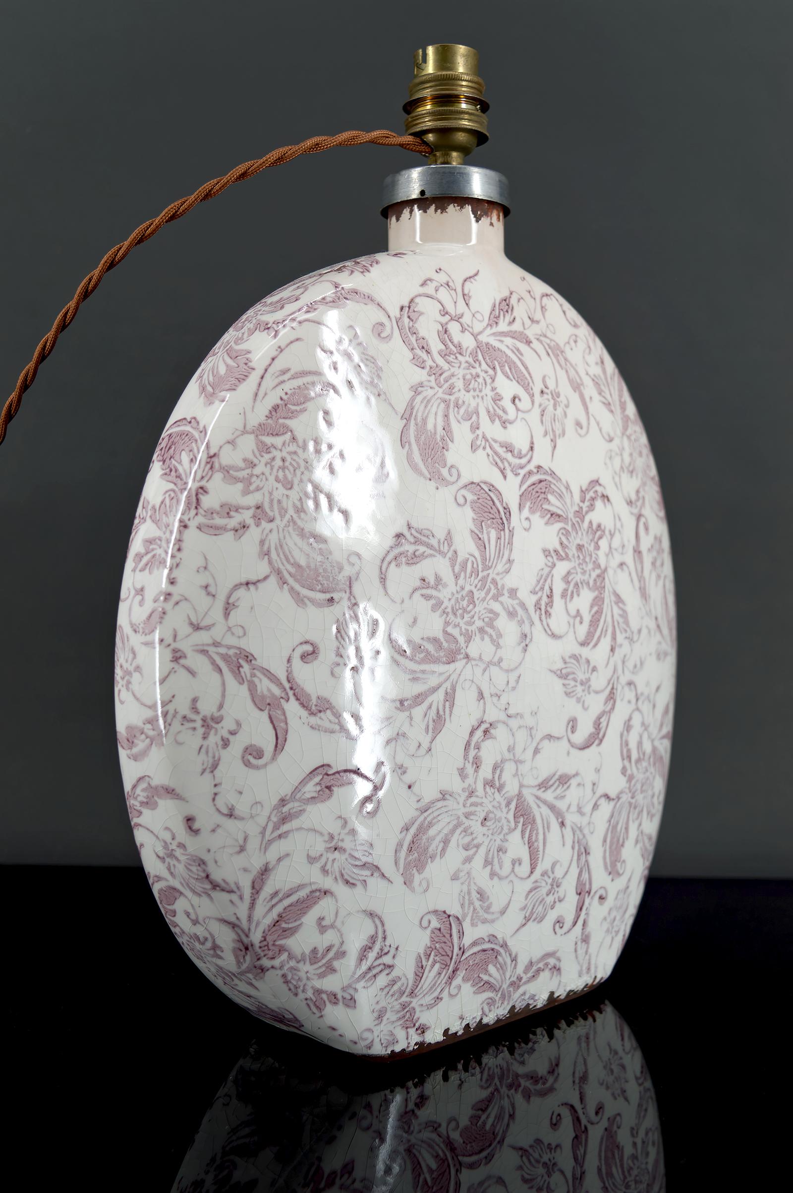 Lampe en céramique craquelée, Shabby Chic, 20e siècle en vente 2