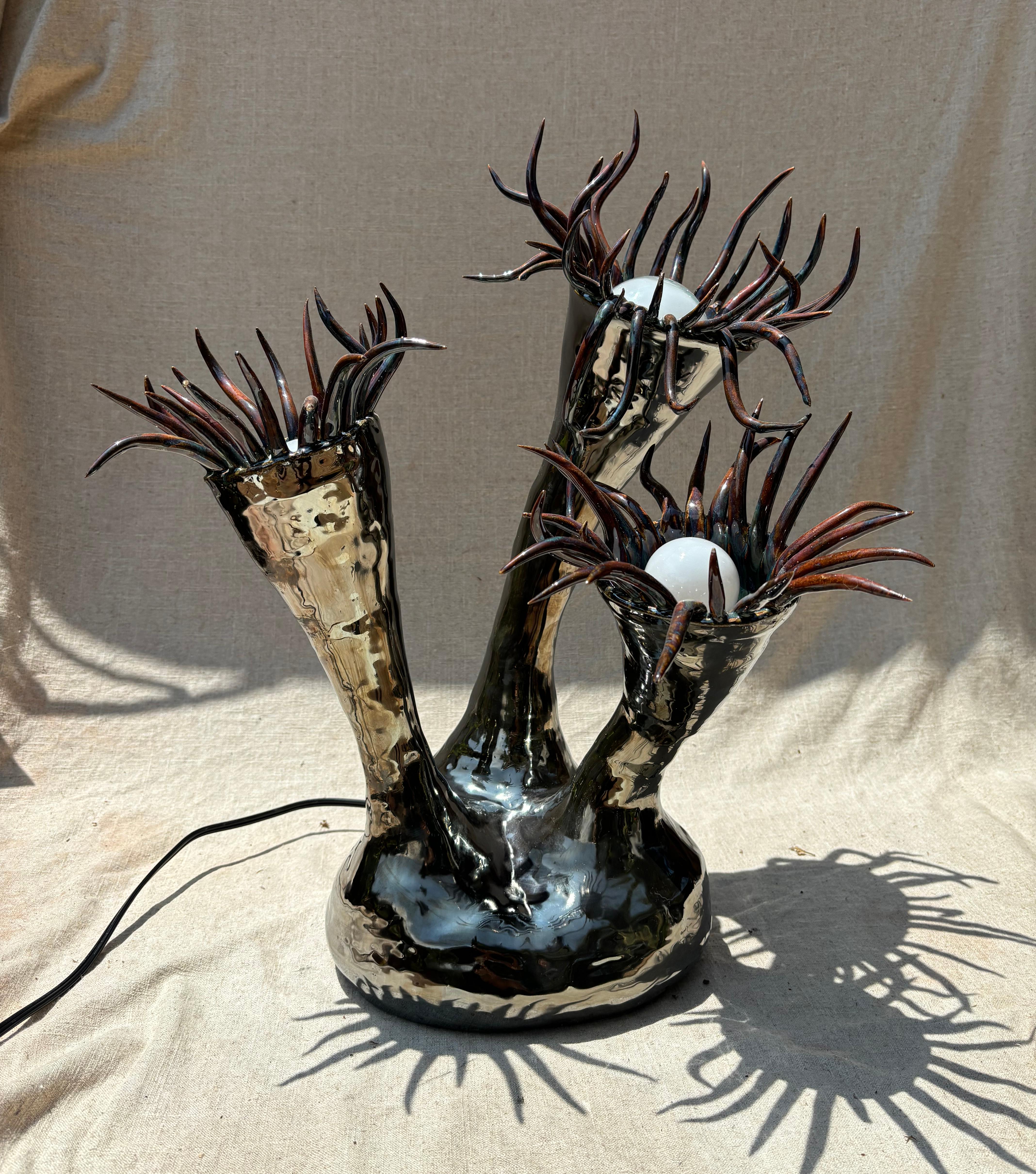 Glazed Ceramic lamp For Sale