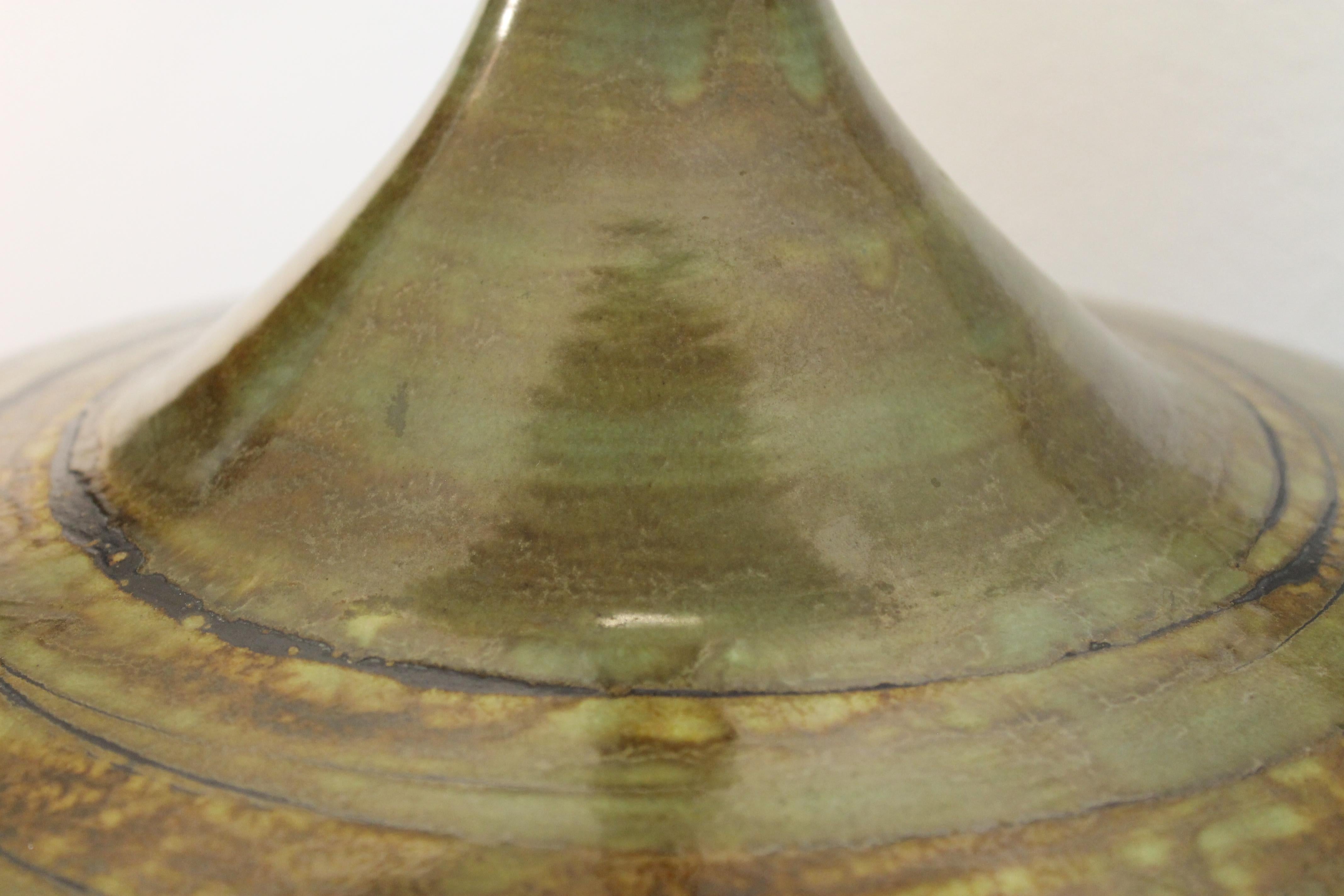 Mid-20th Century Ceramic Swirl Pattern Lamp