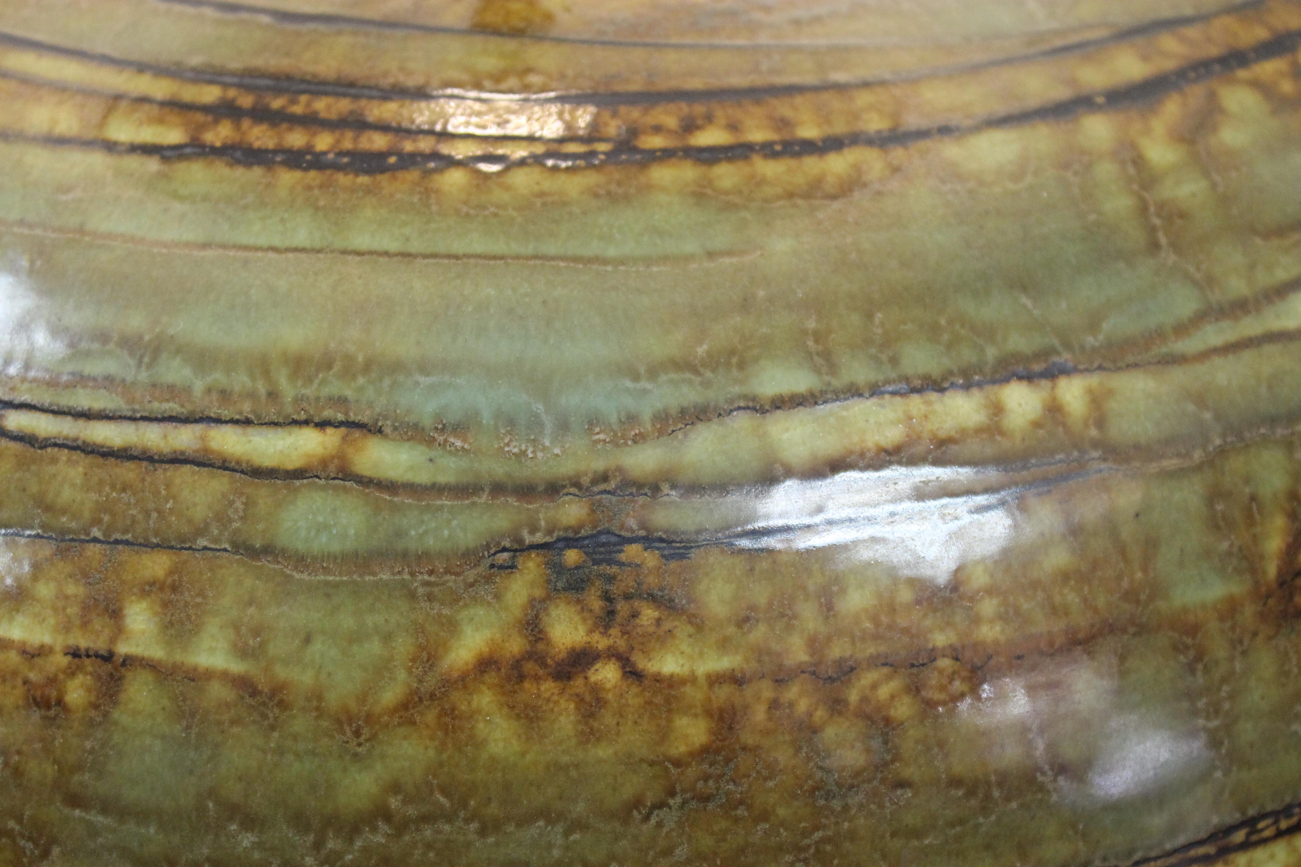 Brass Ceramic Swirl Pattern Lamp