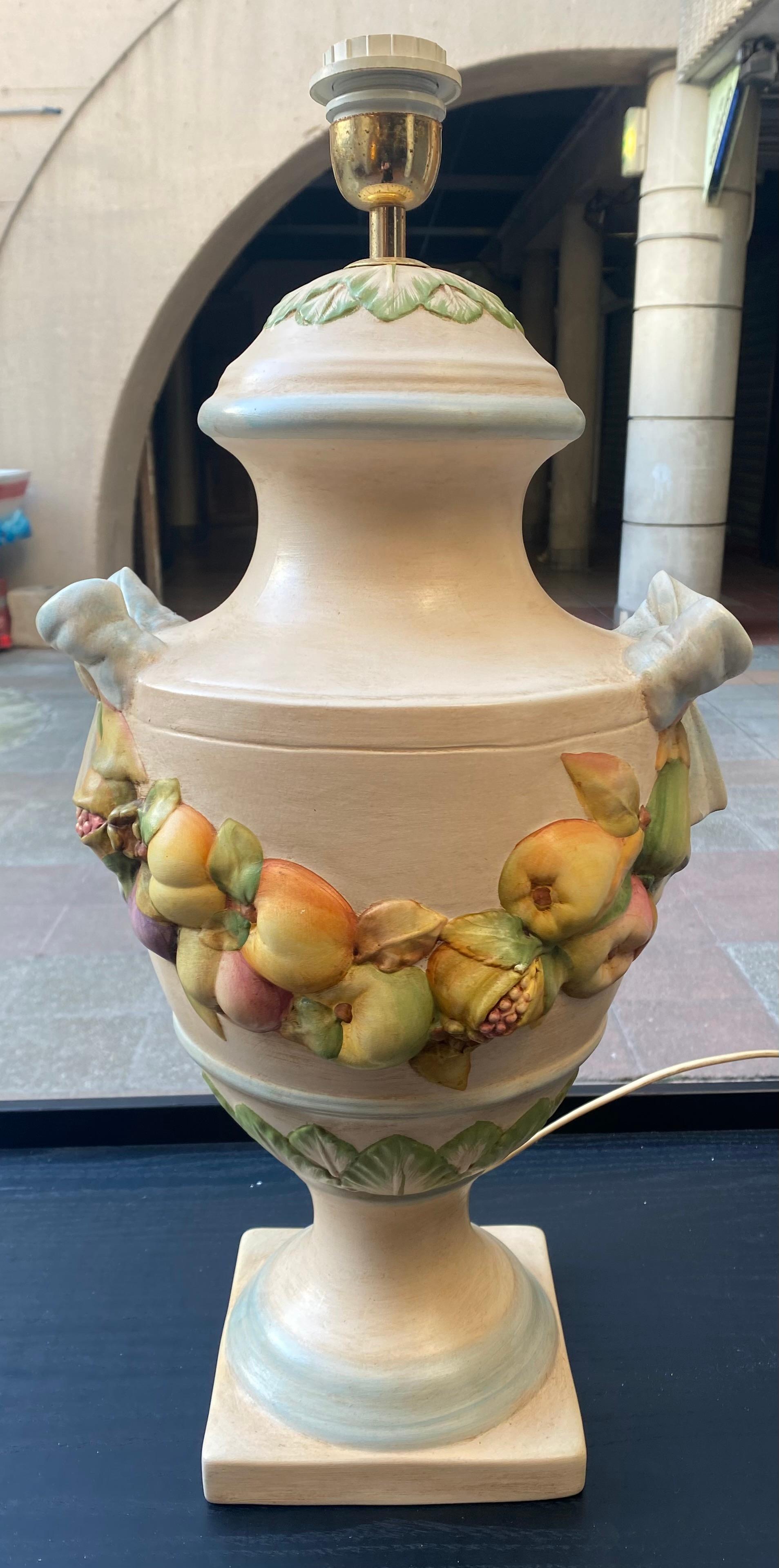 Late 20th Century Ceramic Lamp Fruit Motifs For Sale