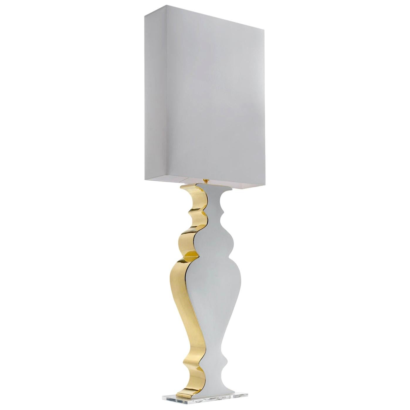 Keramiklampe ""GRACE 80" Handgefertigt in 24-karätigem Gold und Weiß von Gabriella B.