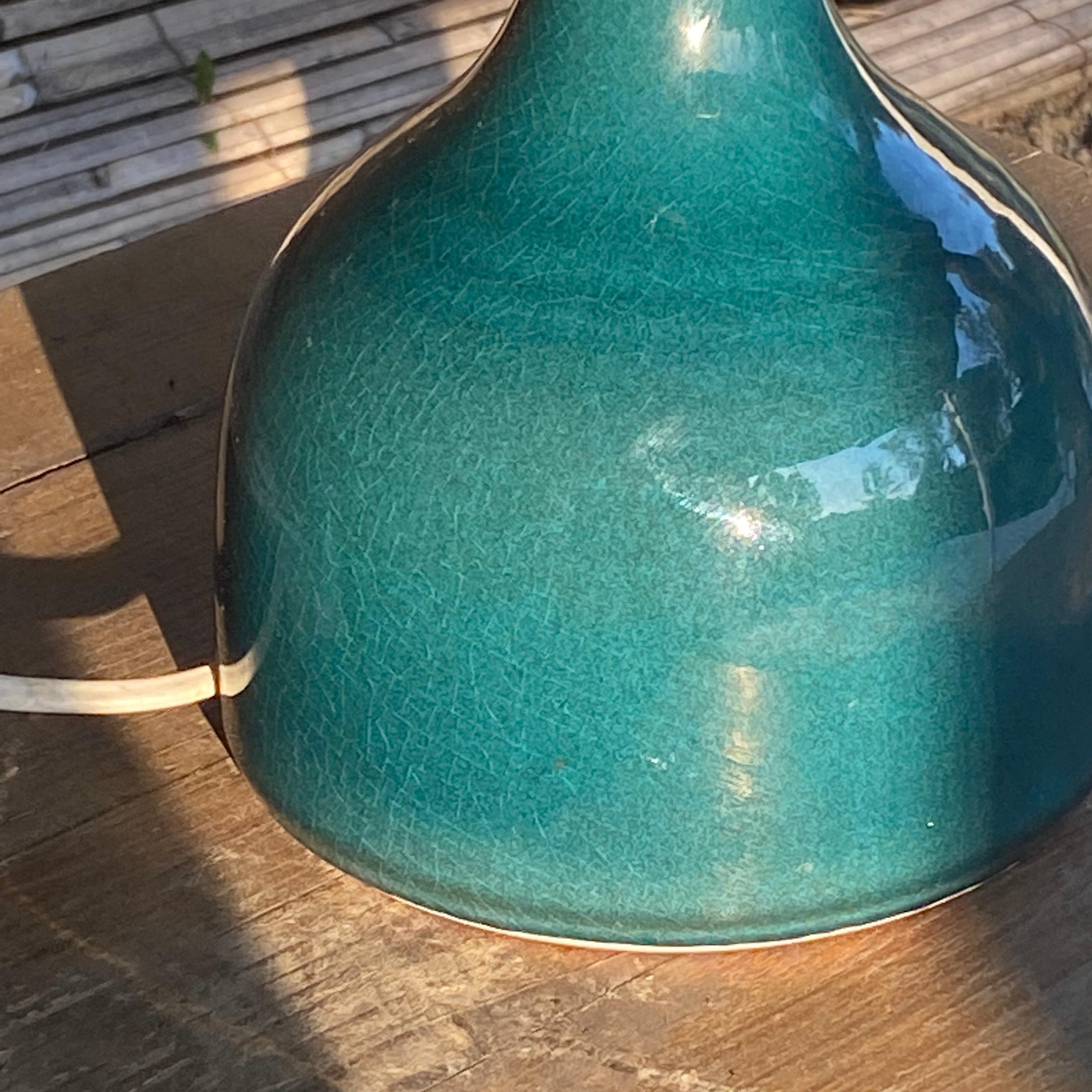 Ceramic Lamp in Crackled Ceramic, Blue Color, France, 1970 In Good Condition For Sale In Auribeau sur Siagne, FR