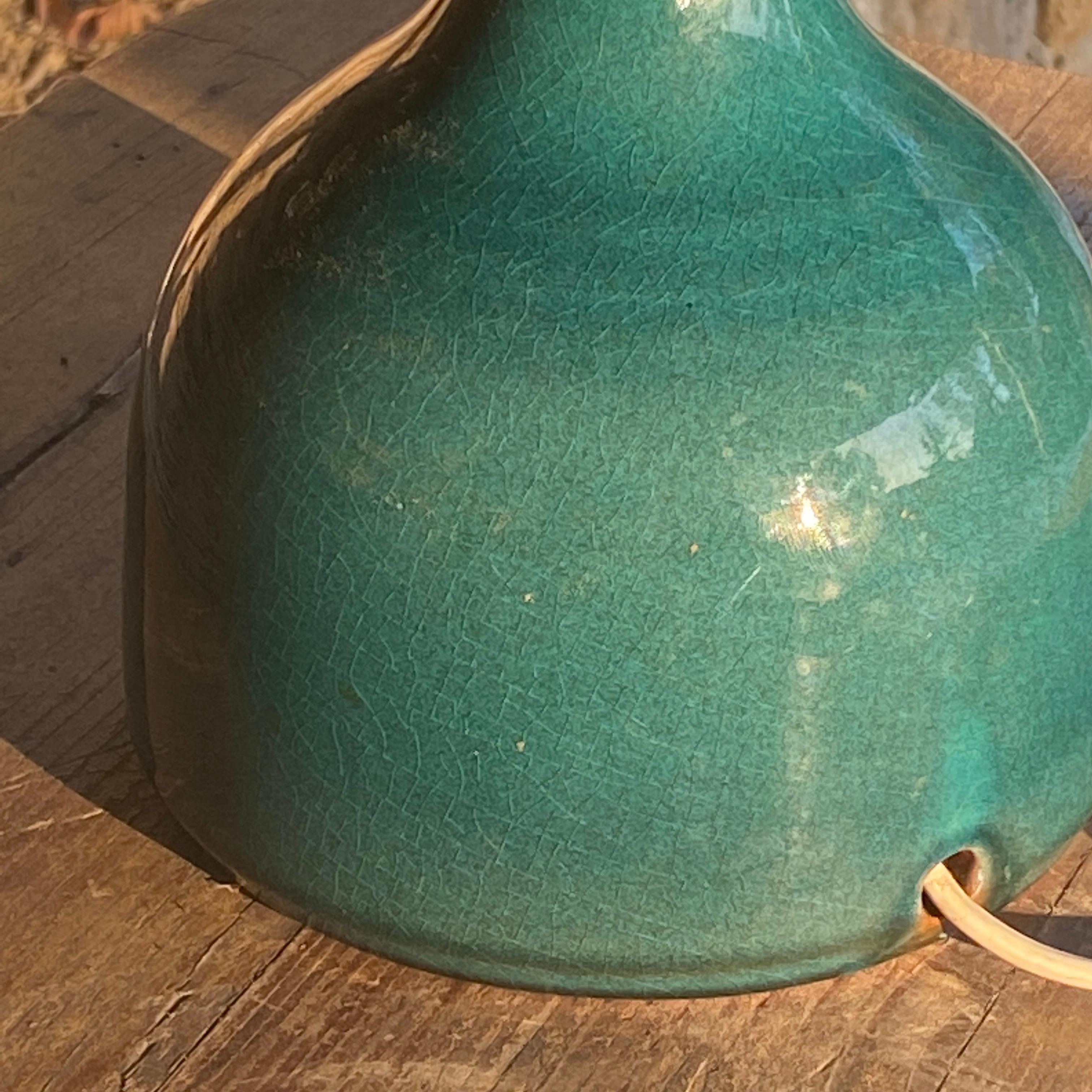 Ceramic Lamp in Crackled Ceramic, Blue Color, France, 1970 For Sale 3