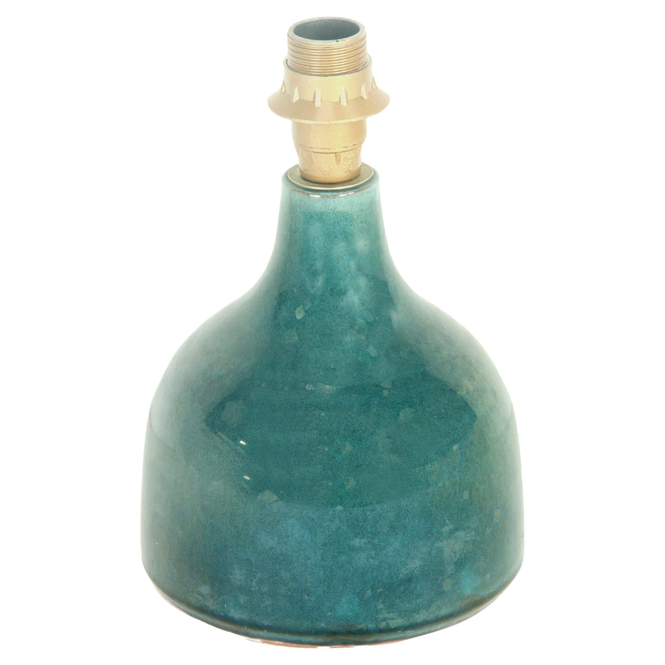 Mid-Century Modern Ceramic Lamp in Crackled Ceramic, Blue Color, France, 1970 For Sale