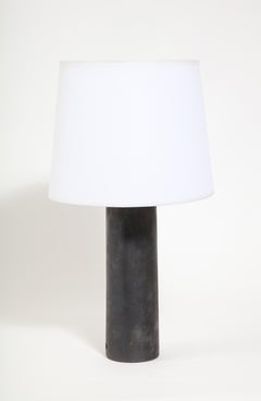 Gunmetal Ceramic Lamp in the Manner Of Jouve, France 1950's
