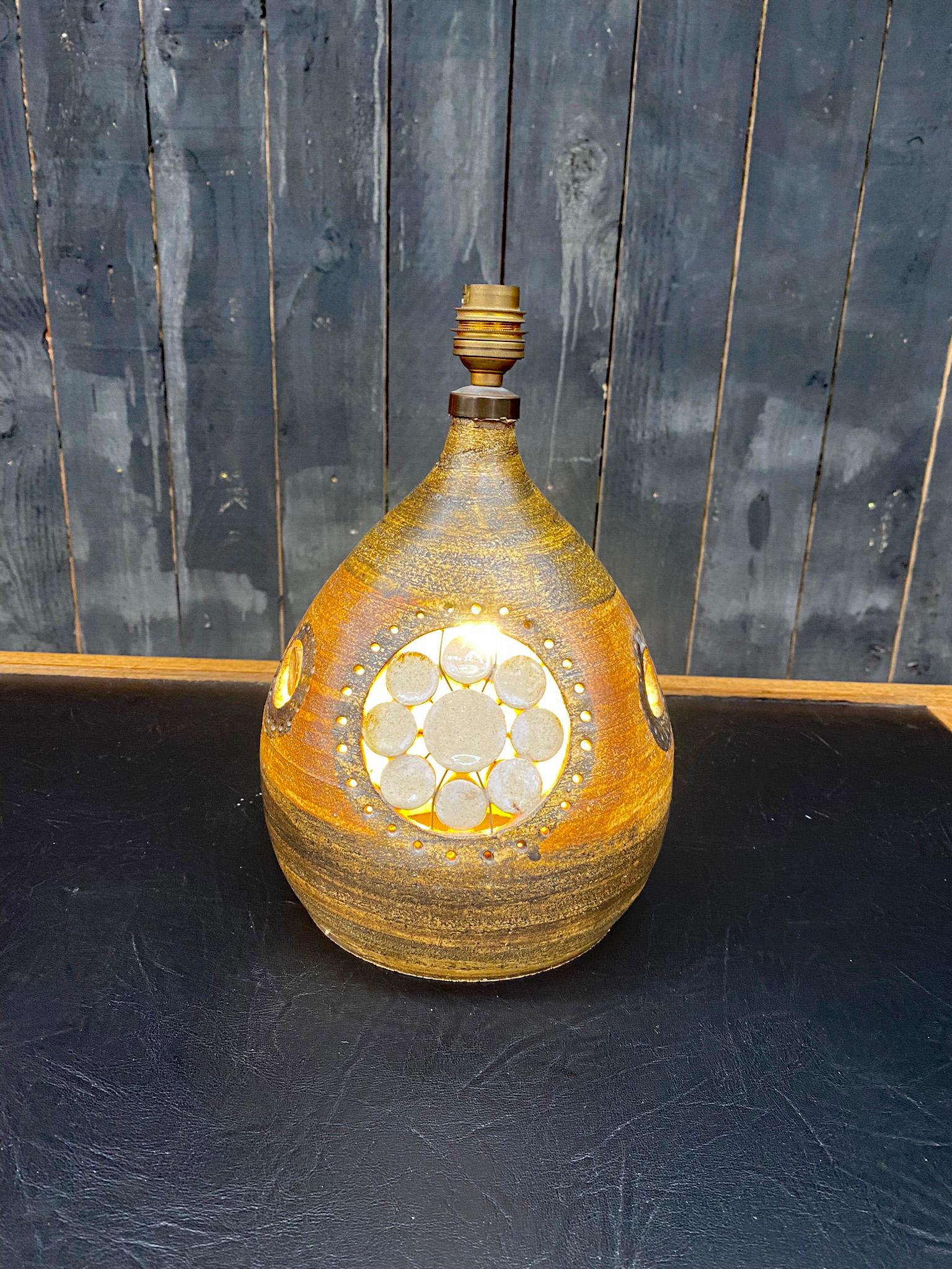 French Ceramic Lamp in the Style of Georges Pelletier, circa 1950/1960 For Sale
