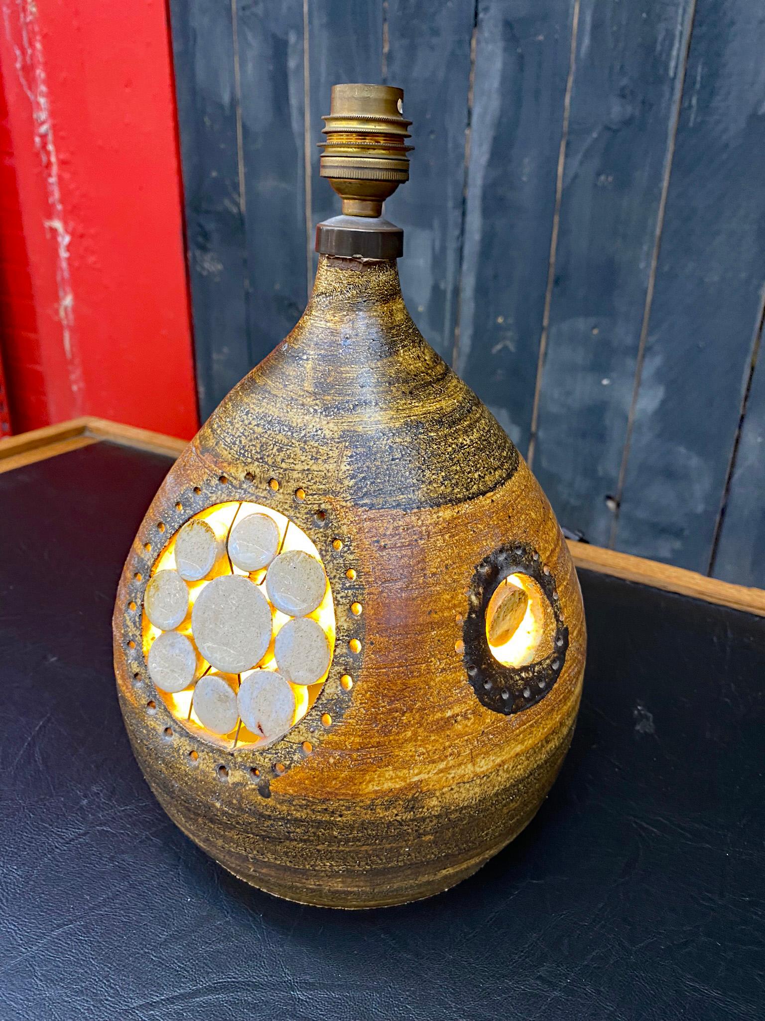 Ceramic Lamp in the Style of Georges Pelletier, circa 1950/1960 In Good Condition For Sale In Saint-Ouen, FR