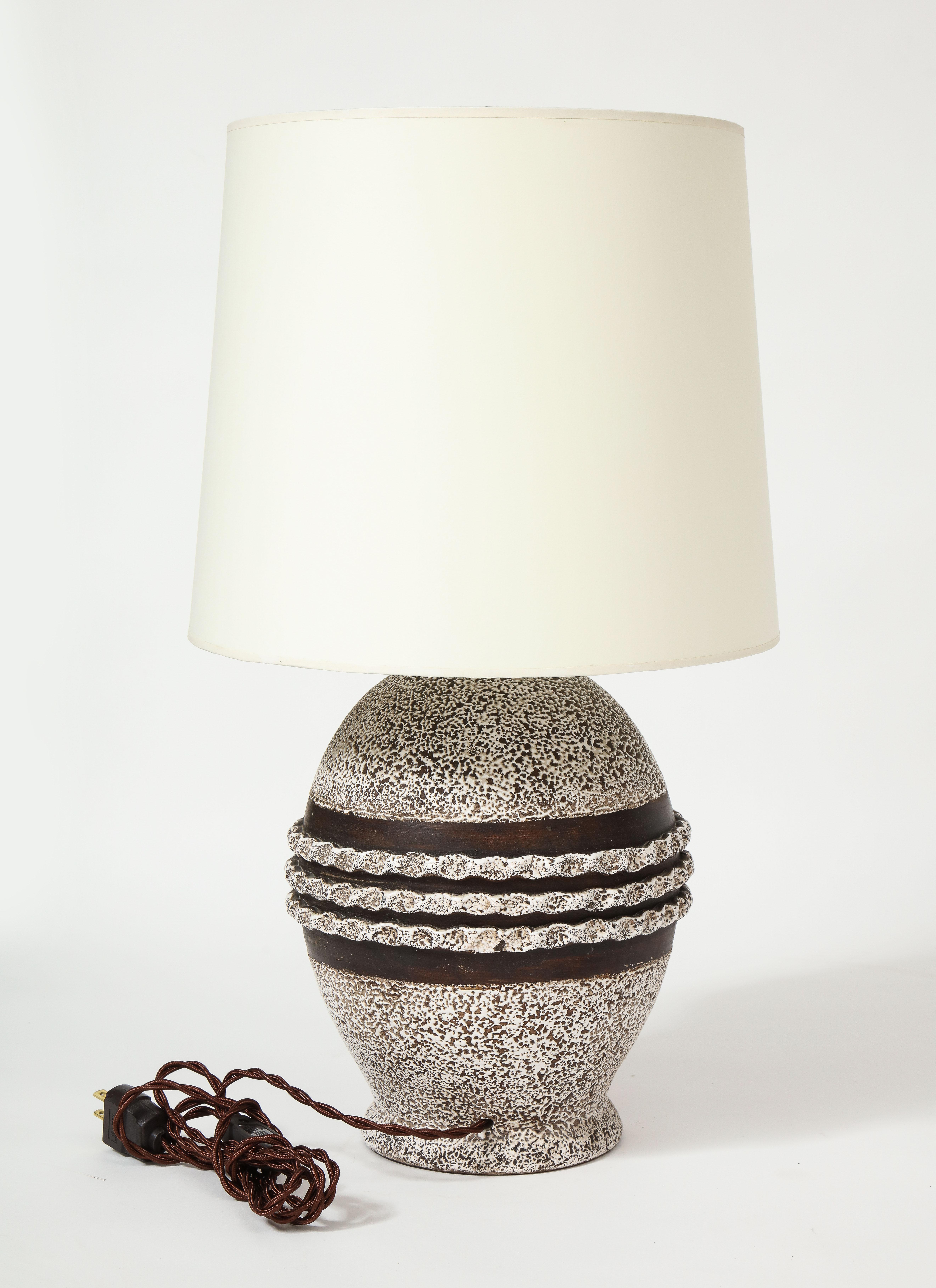 Ceramic Lamp in the Style of Jean Besnard, France, c. 1930-40 In Good Condition In Brooklyn, NY