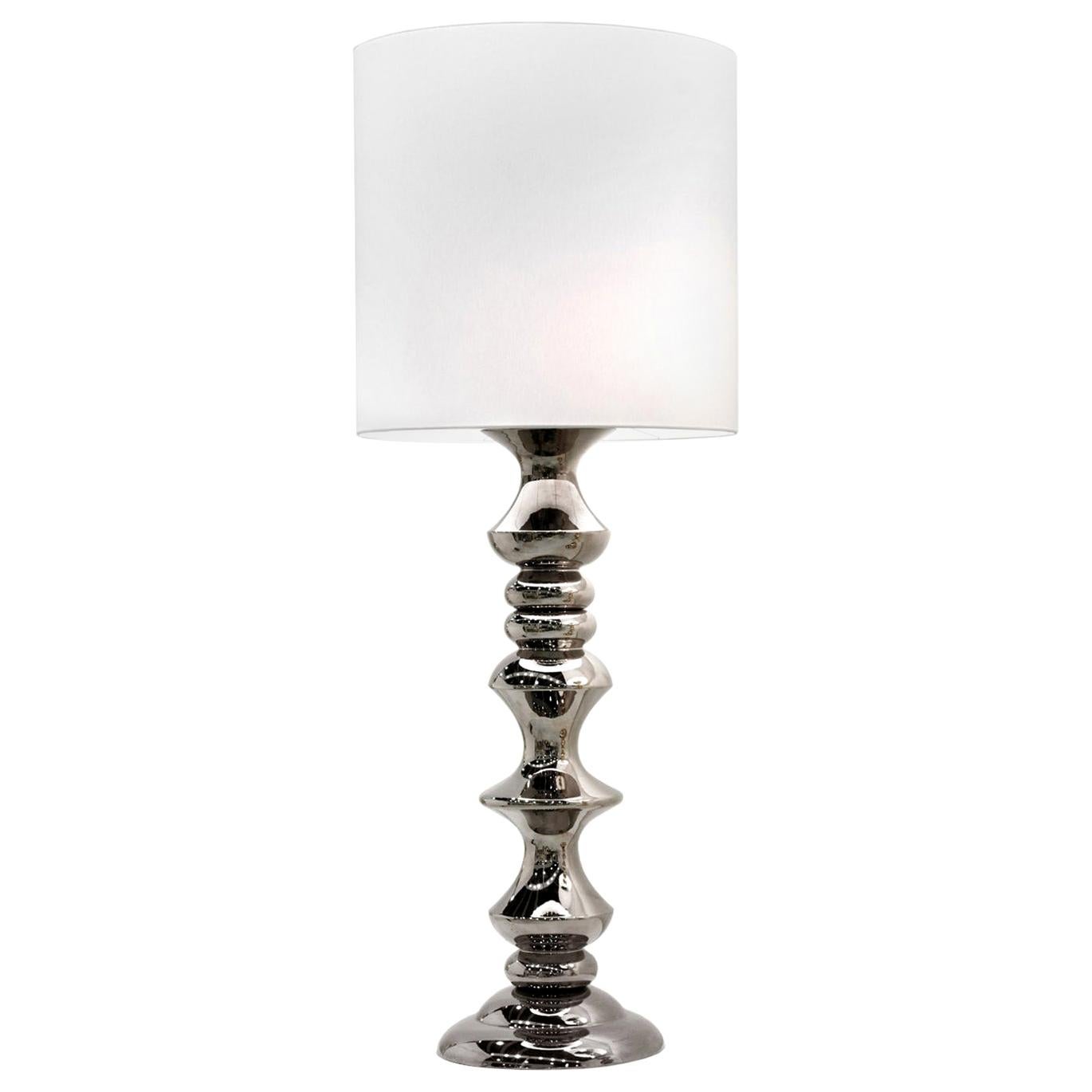 Ceramic Lamp "MIDA 3" Handcrafted in Platinum by Gabriella B., Made in Italy For Sale