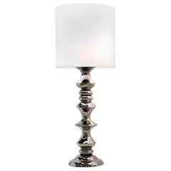 Ceramic Lamp "MIDA 3" Handcrafted in Platinum by Gabriella B., Made in Italy