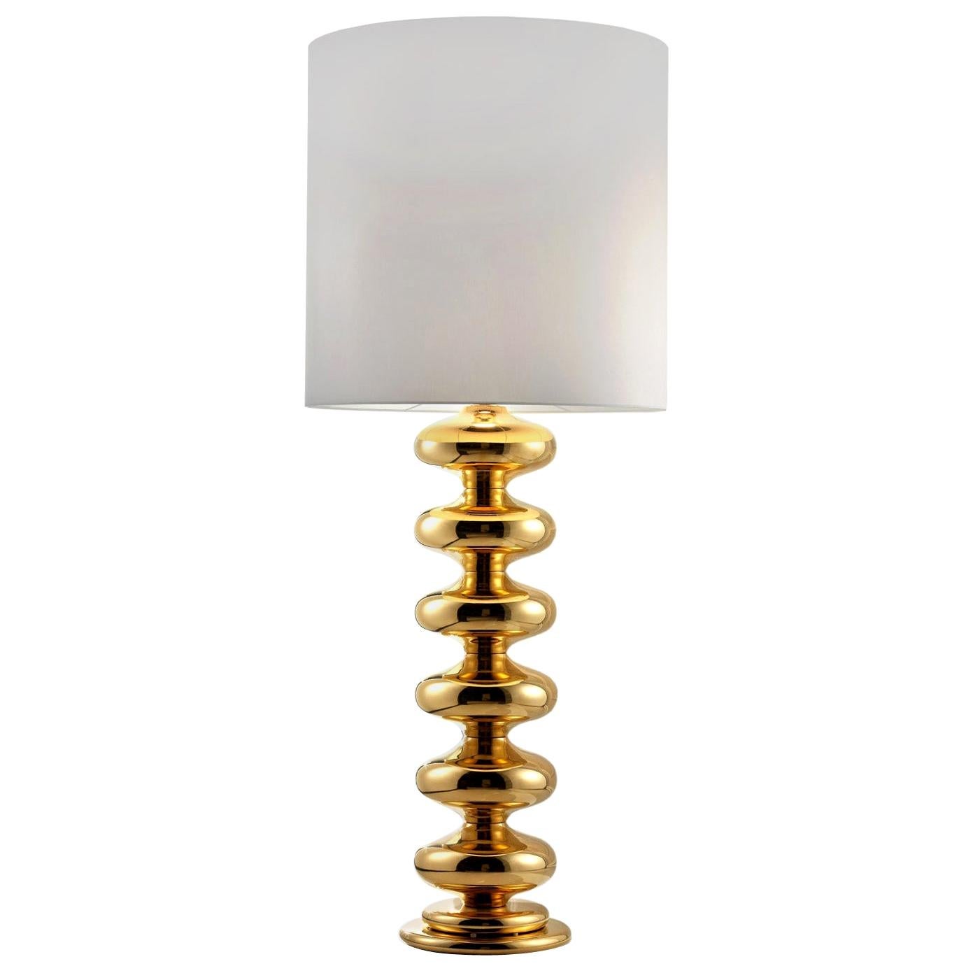 Ceramic Lamp "NIVES3" Handcrafted in 24-Karat Gold by Gabriella B. Made in Italy For Sale