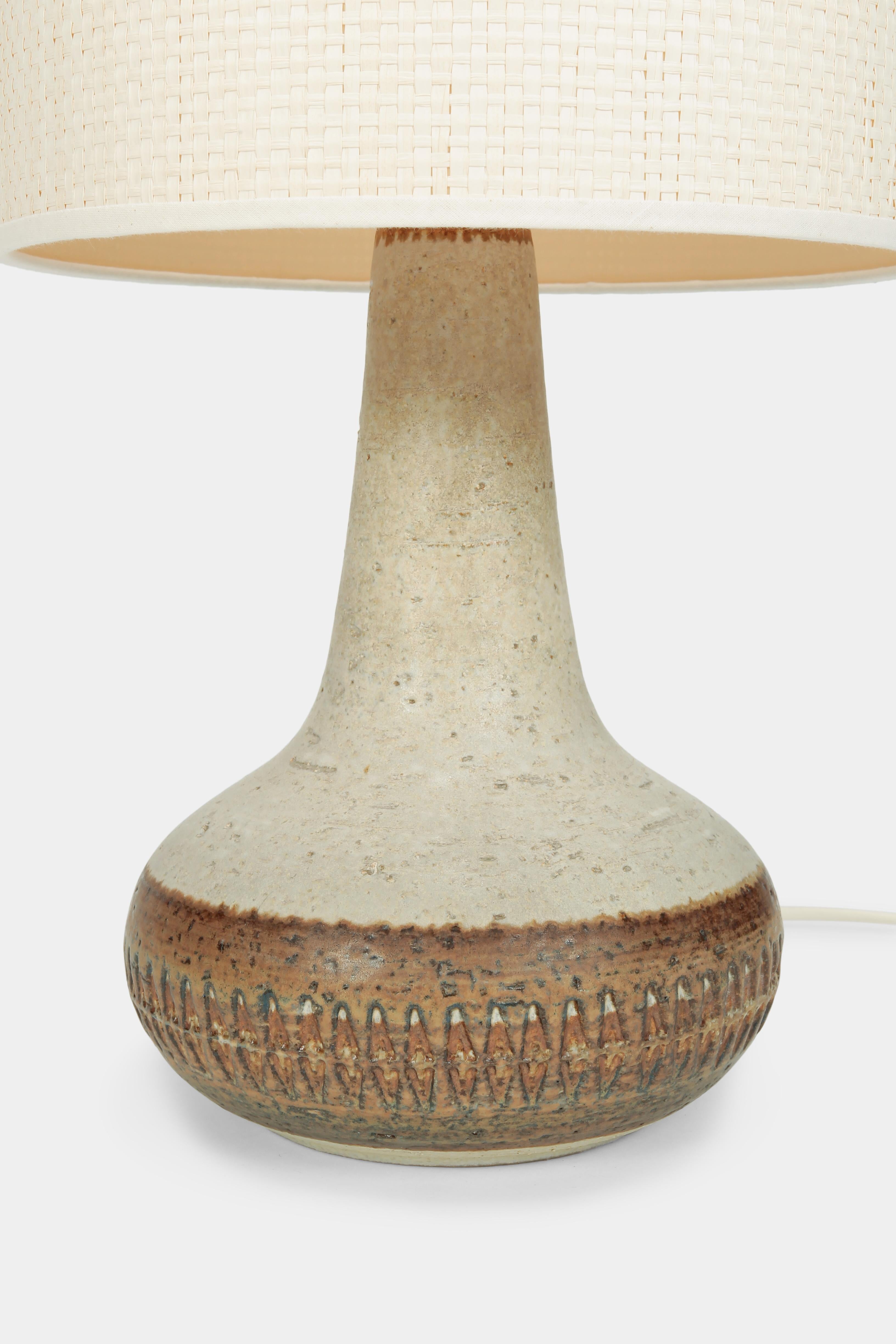 Beautiful handmade ceramic lamp from Søholm Stentøj in Bornholm Denmark. New lampshade and maker’s mark underneath.