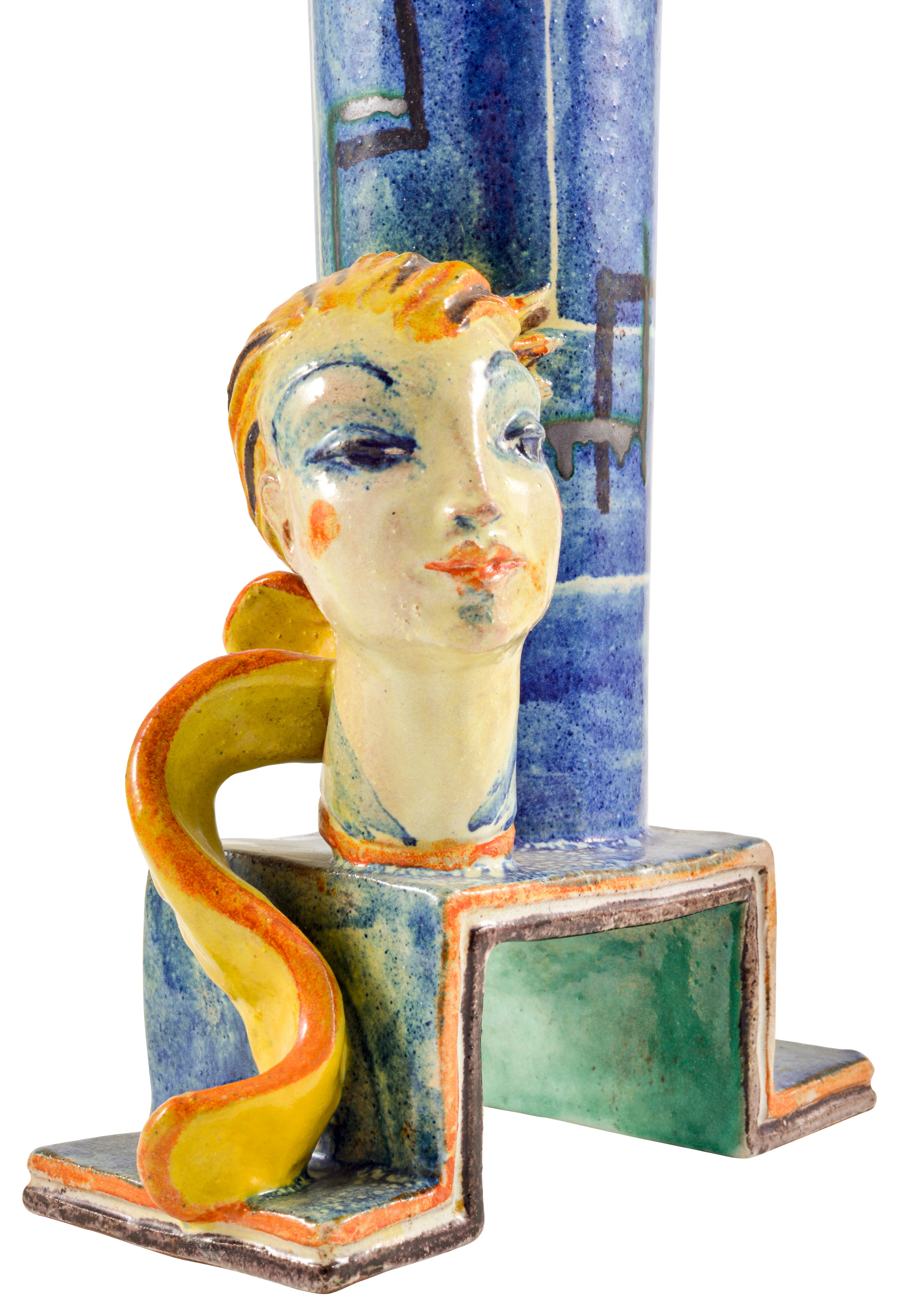 Jugendstil Stand de lampe en céramique Gudrun Baudisch Wiener Werkstatte circa 1928 Art autrichien en vente