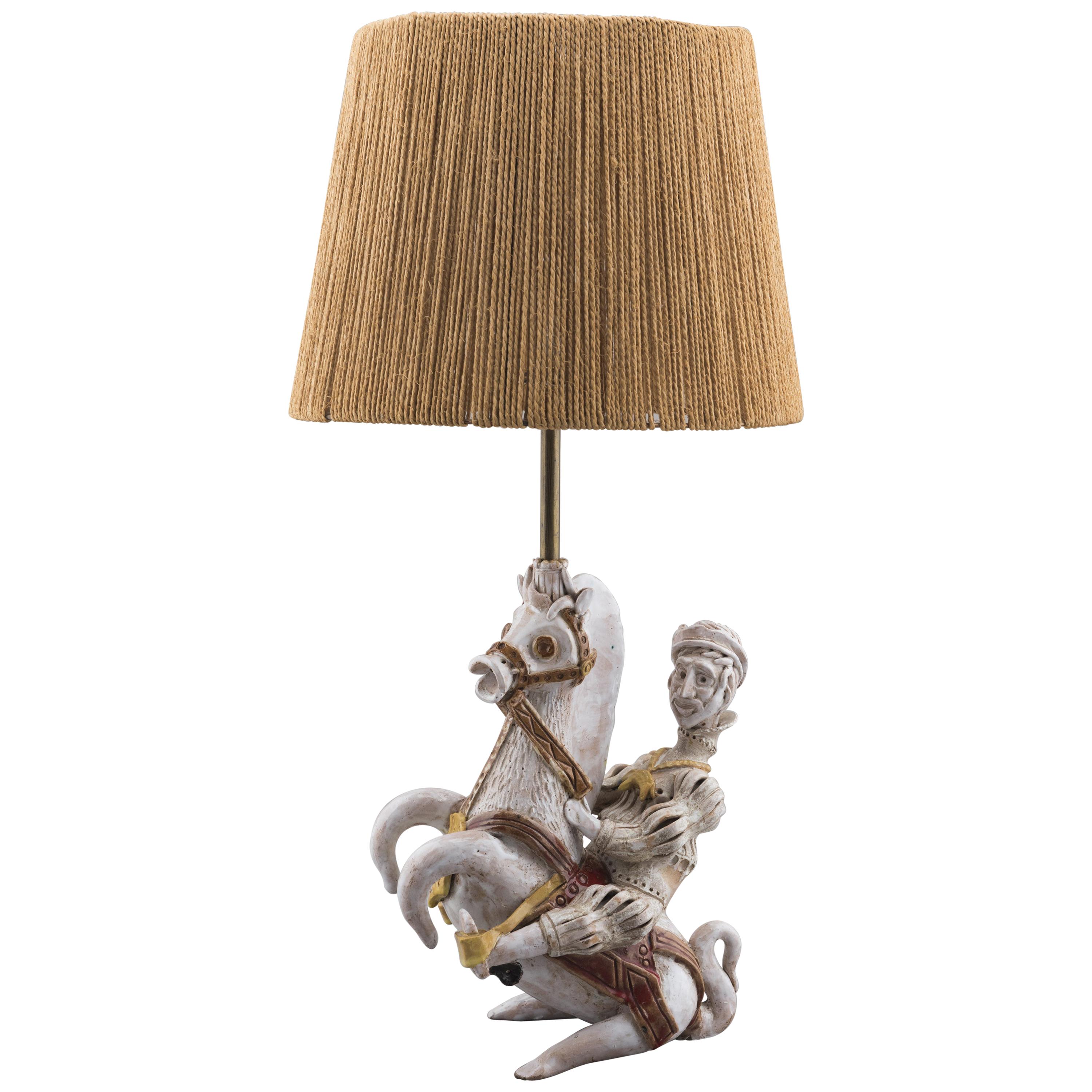 Ceramic Lamp "the Knight" by André Marchal, 1950s, Vallauris