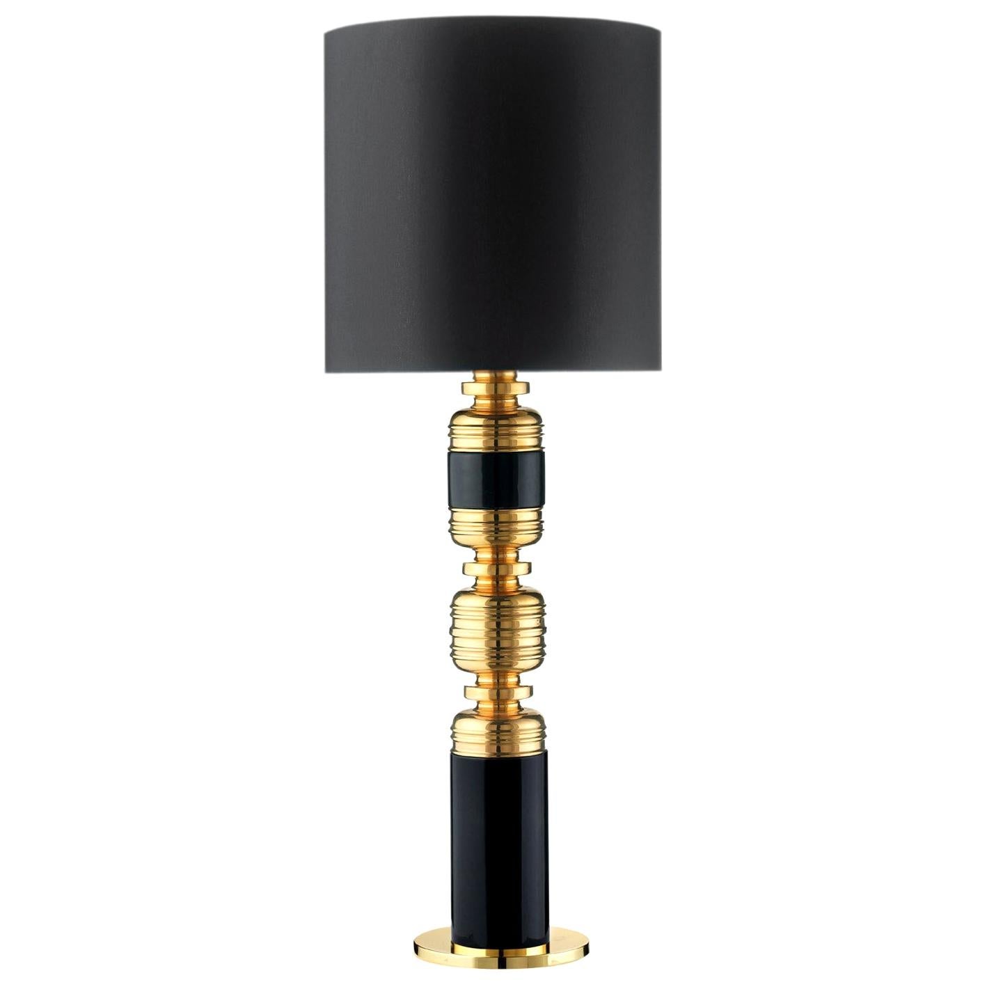 Ceramic Lamp "THEA 4" Handcrafted in 24-Karat Gold and Black by Gabriella B. For Sale