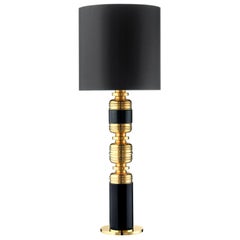 Ceramic Lamp "THEA 4" Handcrafted in 24-Karat Gold and Black by Gabriella B.