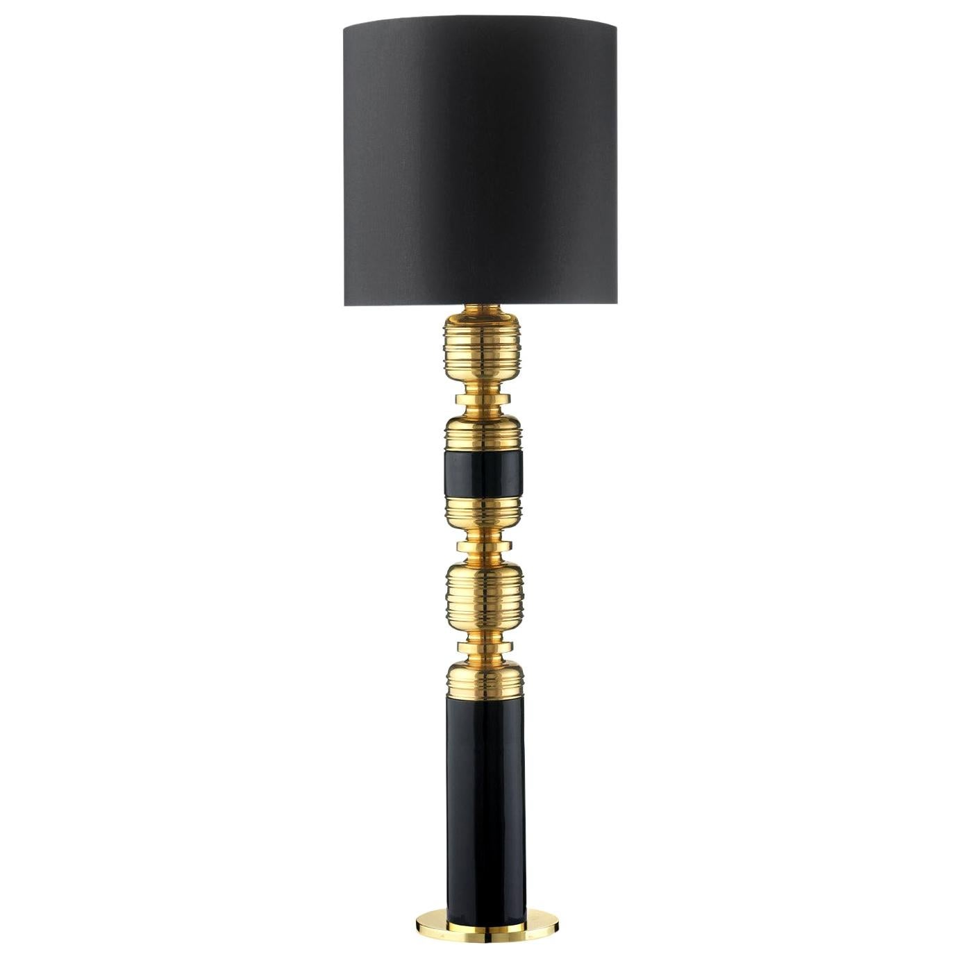 Ceramic Lamp "THEA 5" Handcrafted in 24-Karat Gold and Black by Gabriella B. For Sale