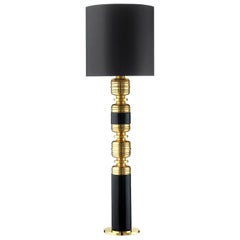 Ceramic Lamp "THEA 5" Handcrafted in 24-Karat Gold and Black by Gabriella B.