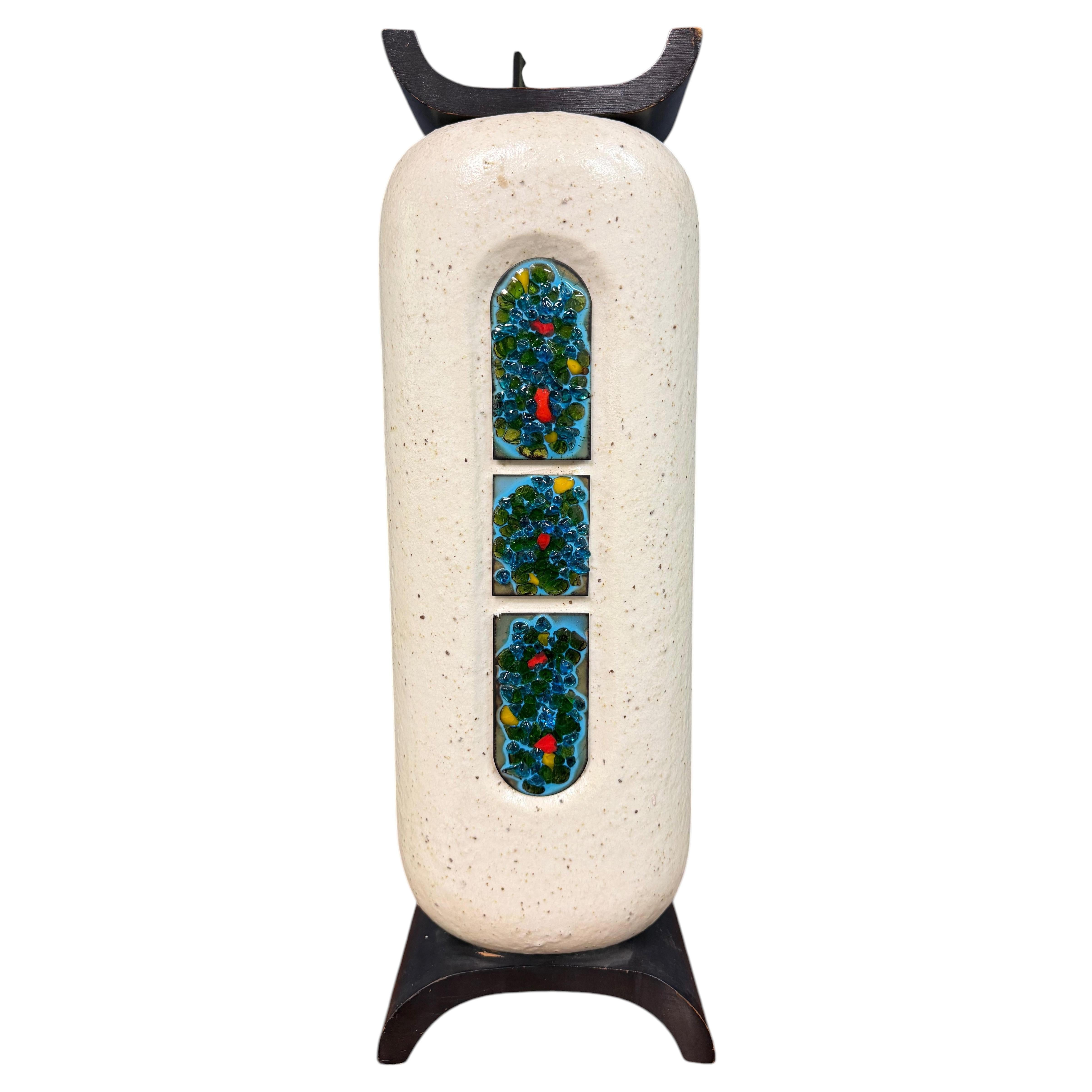 Keramiklampe mit Mosaikplatten aus geschmolzenem Glas, Bitossi zugeschrieben, für Raymor, 1960 im Angebot