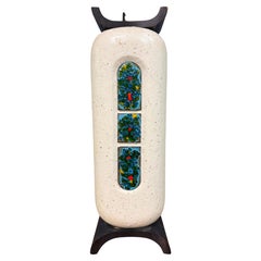 Ceramic Lamp W/ Fused Glass Mosaic Panels, Attributed to Bitossi for Raymor 1960