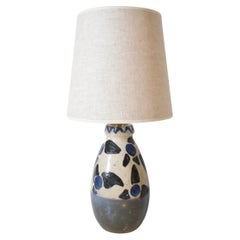 Vintage Ceramic lamp with blue flowers pattern, 1950s.