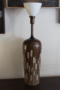 Ceramic Lamp with Cattail Pattern
