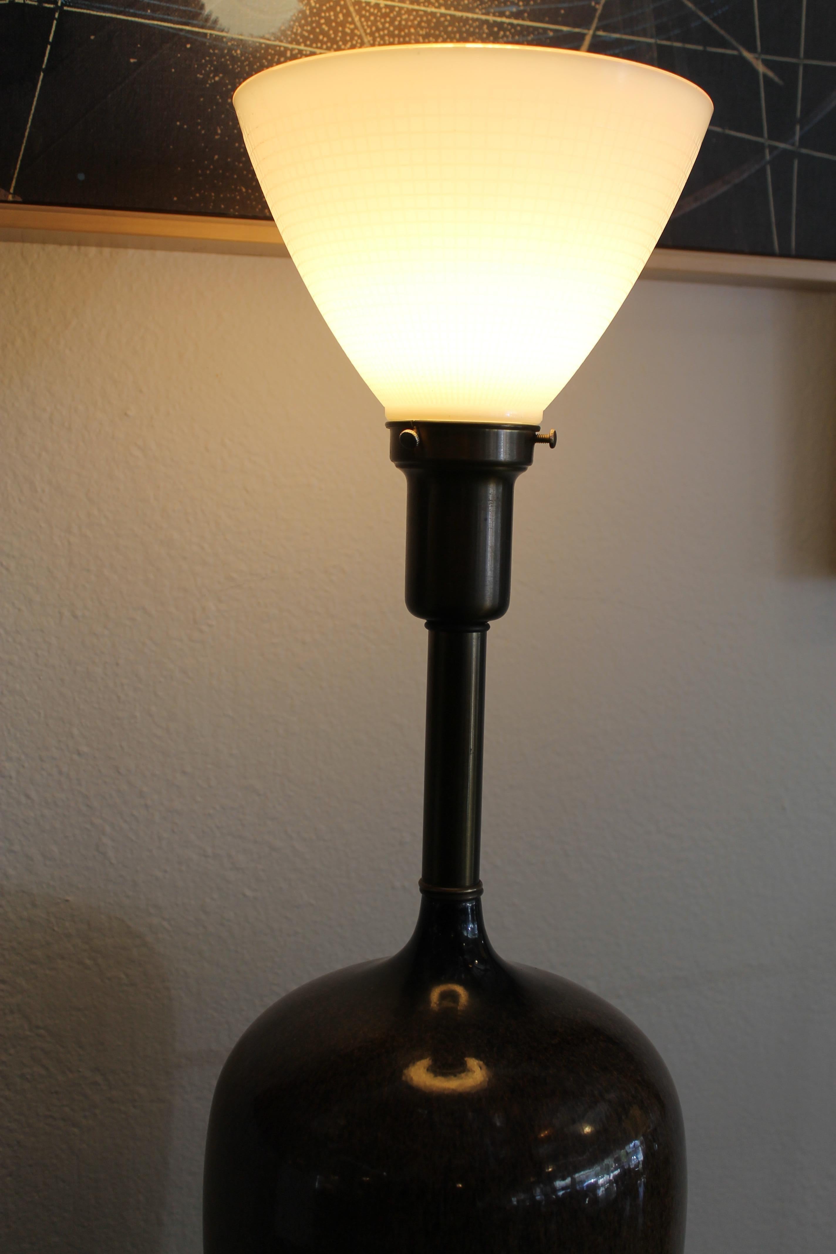 American Ceramic Lamp with Cattail Pattern For Sale