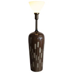 Ceramic Lamp with Cattail Pattern