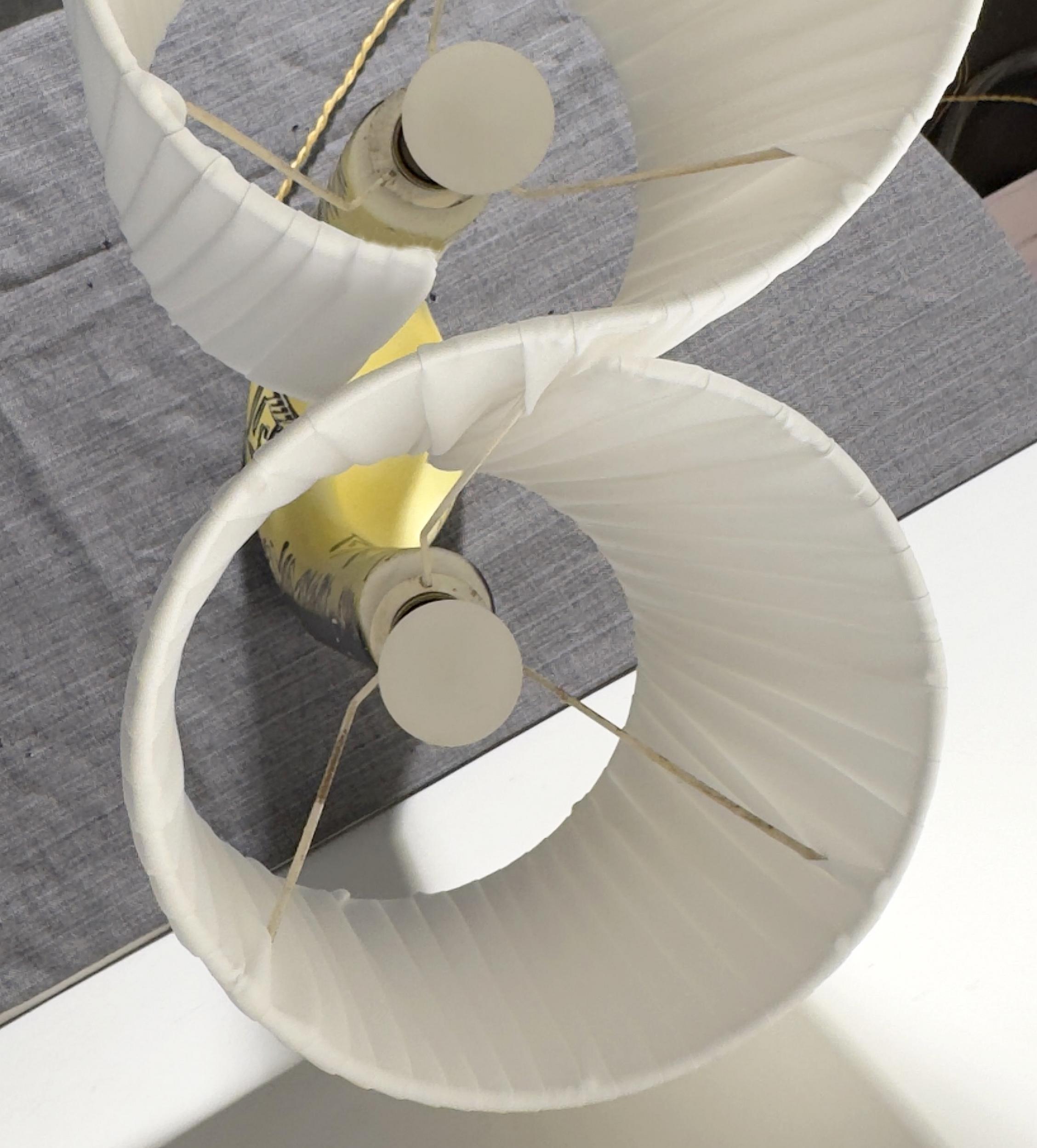 Ceramic lamp with double draped shade by F. Ré, H. Ugo, Vallauris, circa 1955 For Sale 3