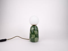 Lámpara de cerámica con tulipa de cristal - Abstract Green Check