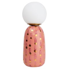 Ceramic Lamp with Glass Lamp Shade- Pink Dash