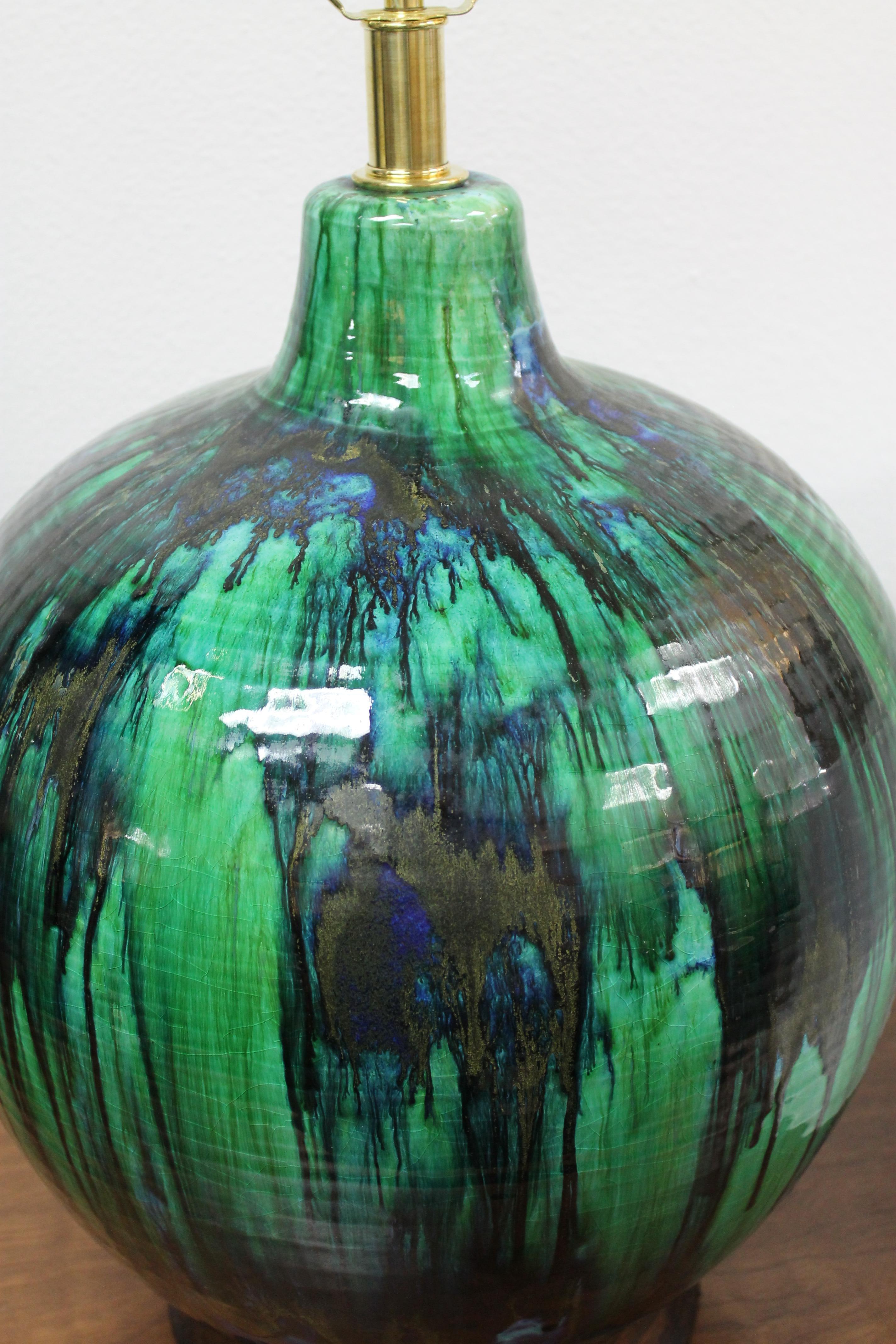 green ceramic lamp base