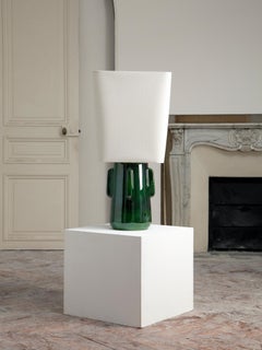 TOSHIRO Green Ceramic Lamp with Linen Lampshade