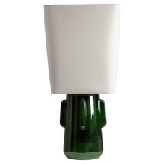 TOSHIRO Green Ceramic Lamp with Linen Lampshade