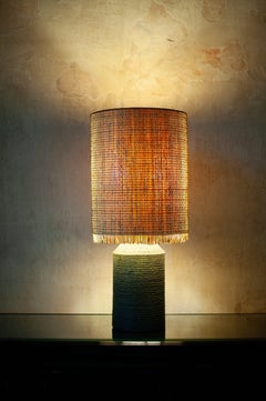Ceramic Lamp with Raffia Lampshade