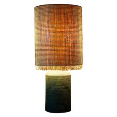 Ceramic Lamp with Raffia Lampshade