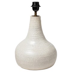 Ceramic Lamp with White Glaze Decoration, Signed at the Base, circa 1960-1970