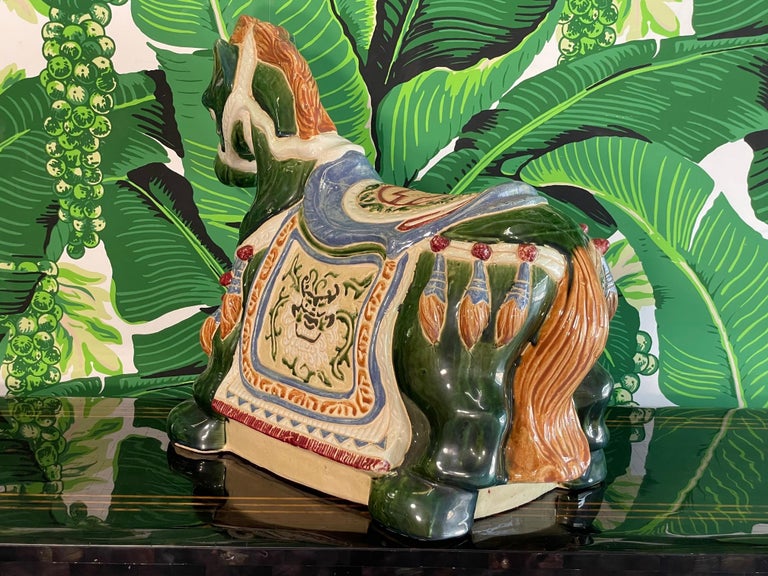 Ceramic Large Horse Statue Figurine For Sale at 1stDibs