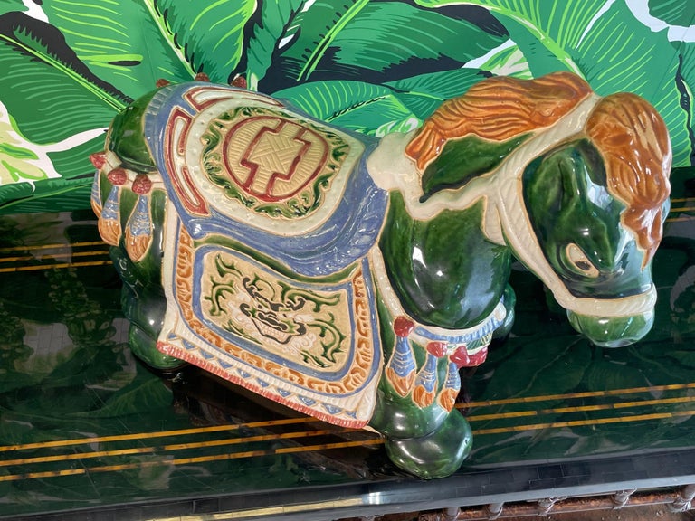 Ceramic Large Horse Statue Figurine For Sale at 1stDibs