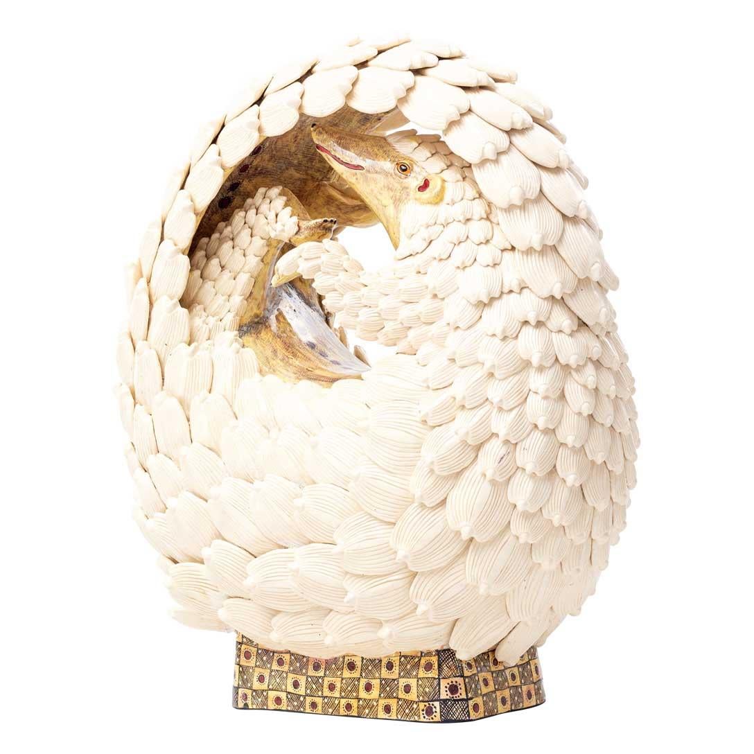 Fired Ceramic large Pangolin sculpture, hand made in South Africa For Sale