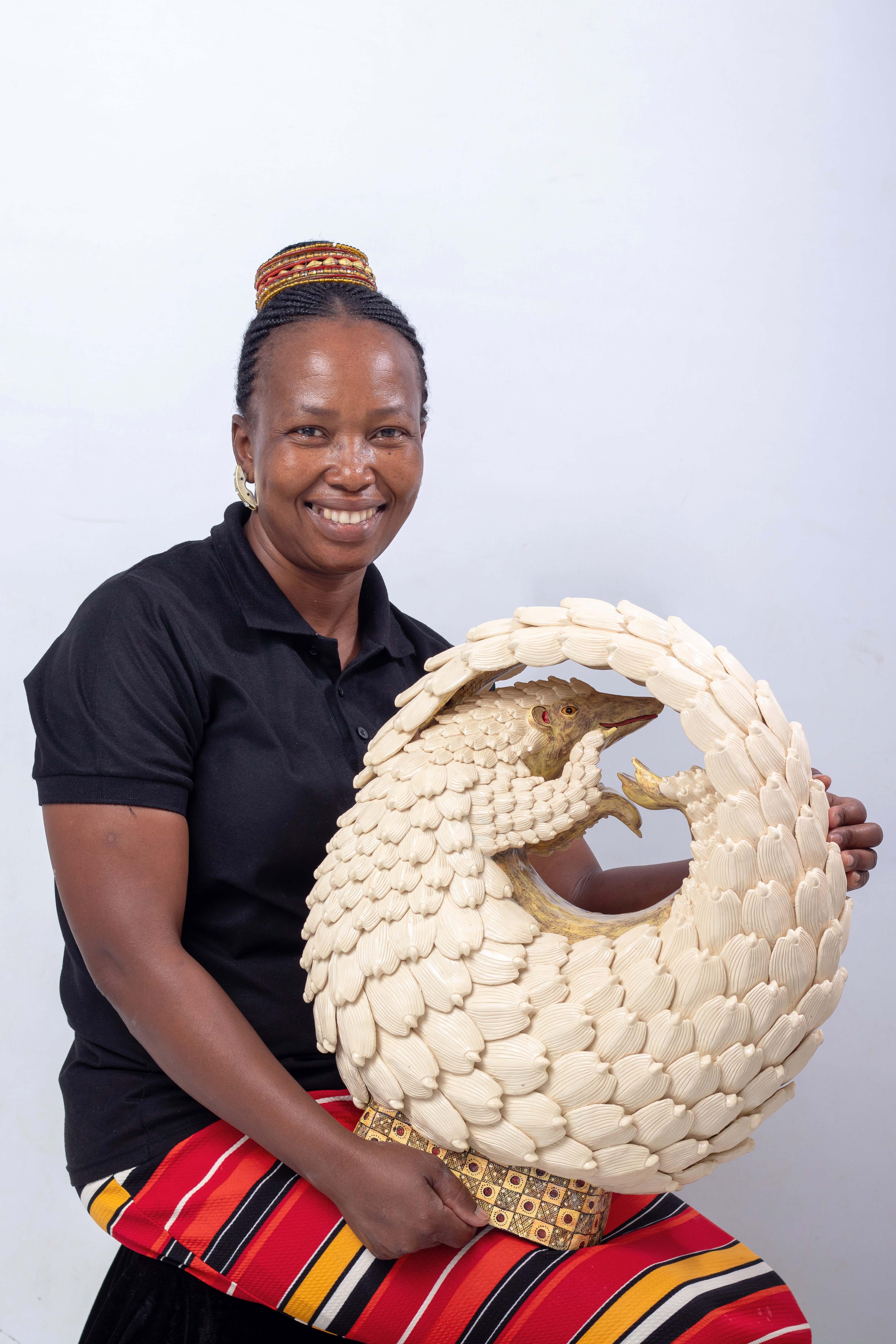 Ceramic large Pangolin sculpture, hand made in South Africa In New Condition For Sale In North Miami, FL