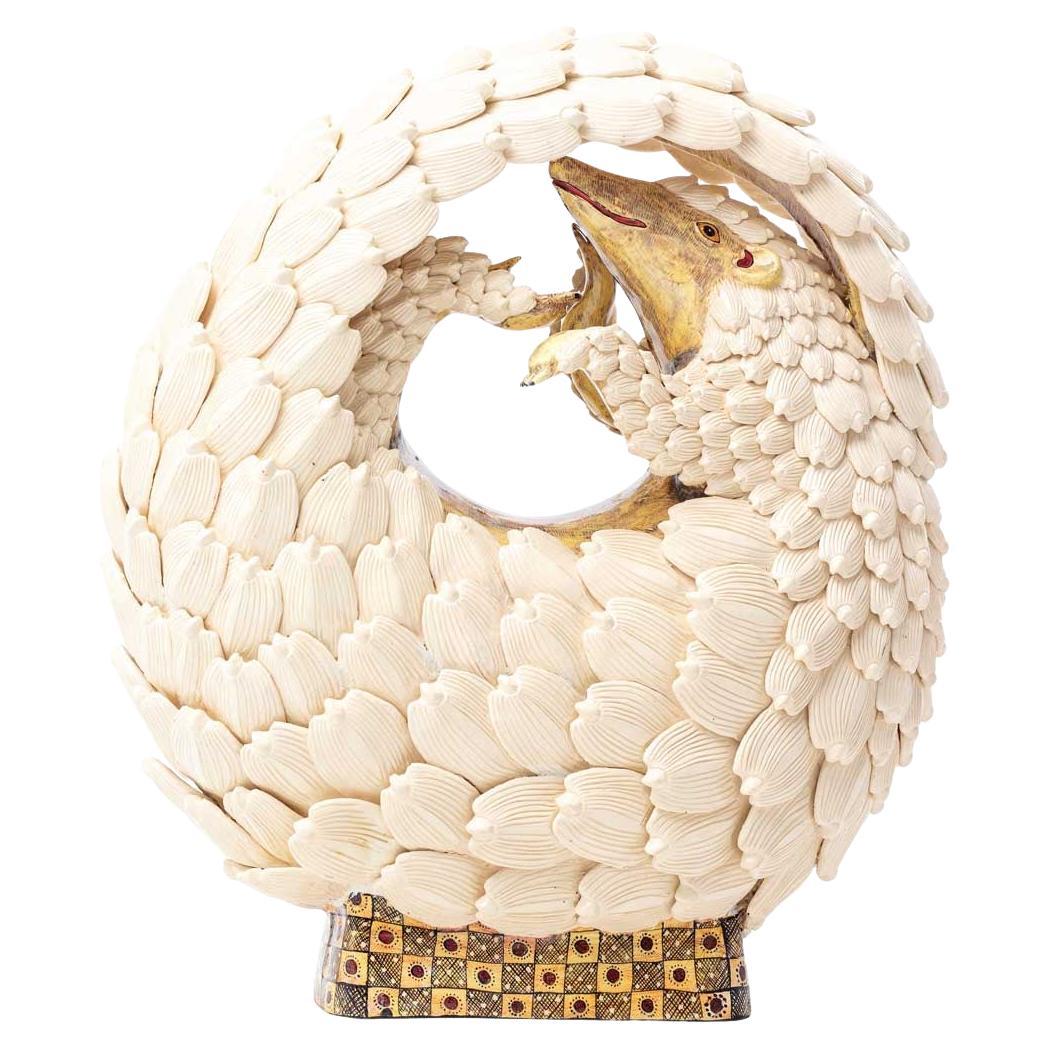 Ceramic large Pangolin sculpture, hand made in South Africa