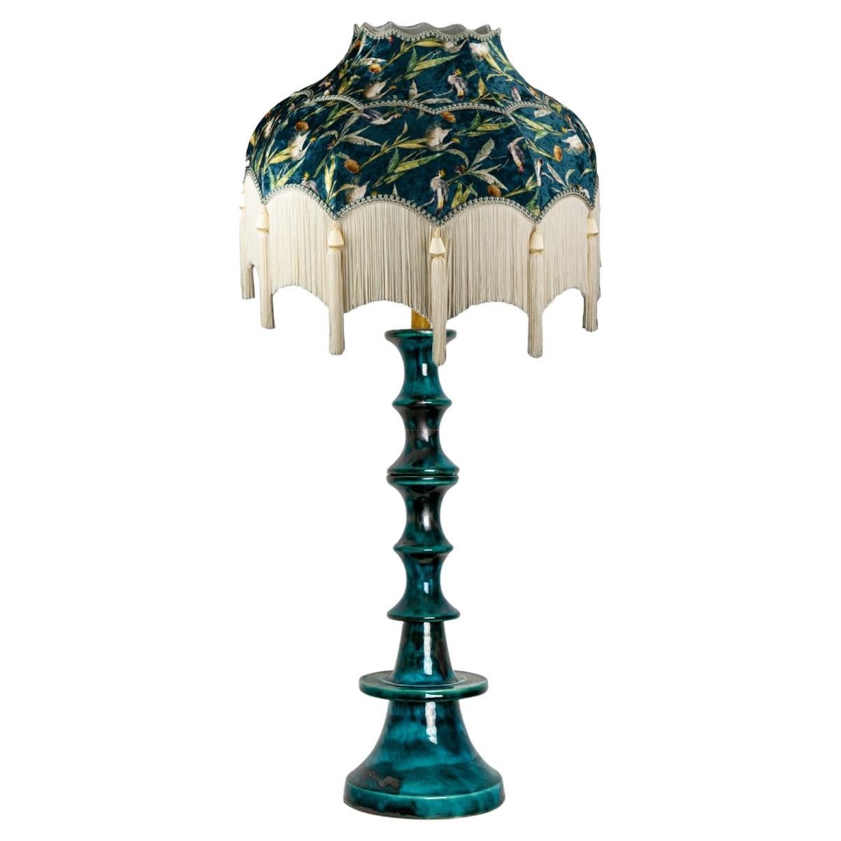 Ceramic Large Table Lamp by Kaiser with New Lampshade by For Sale