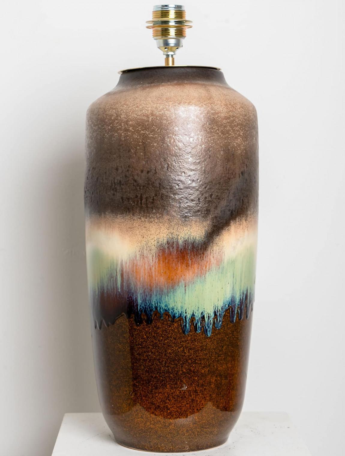 Ceramic Large Table Lamp with Custom Made Lampshade by René Houben Moderno de mediados de siglo en venta