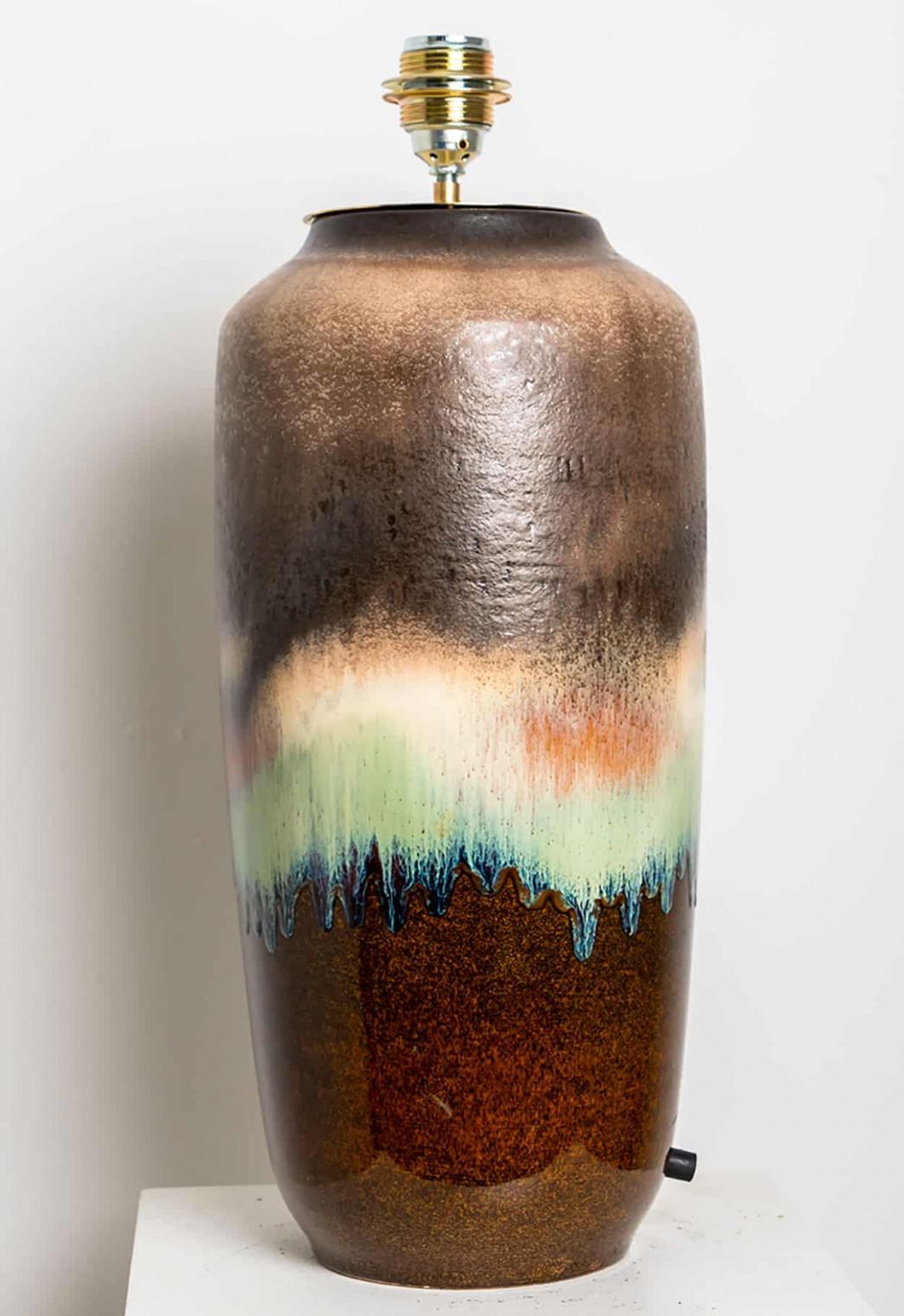 Ceramic Large Table Lamp with Custom Made Lampshade by René Houben siglo XX en venta
