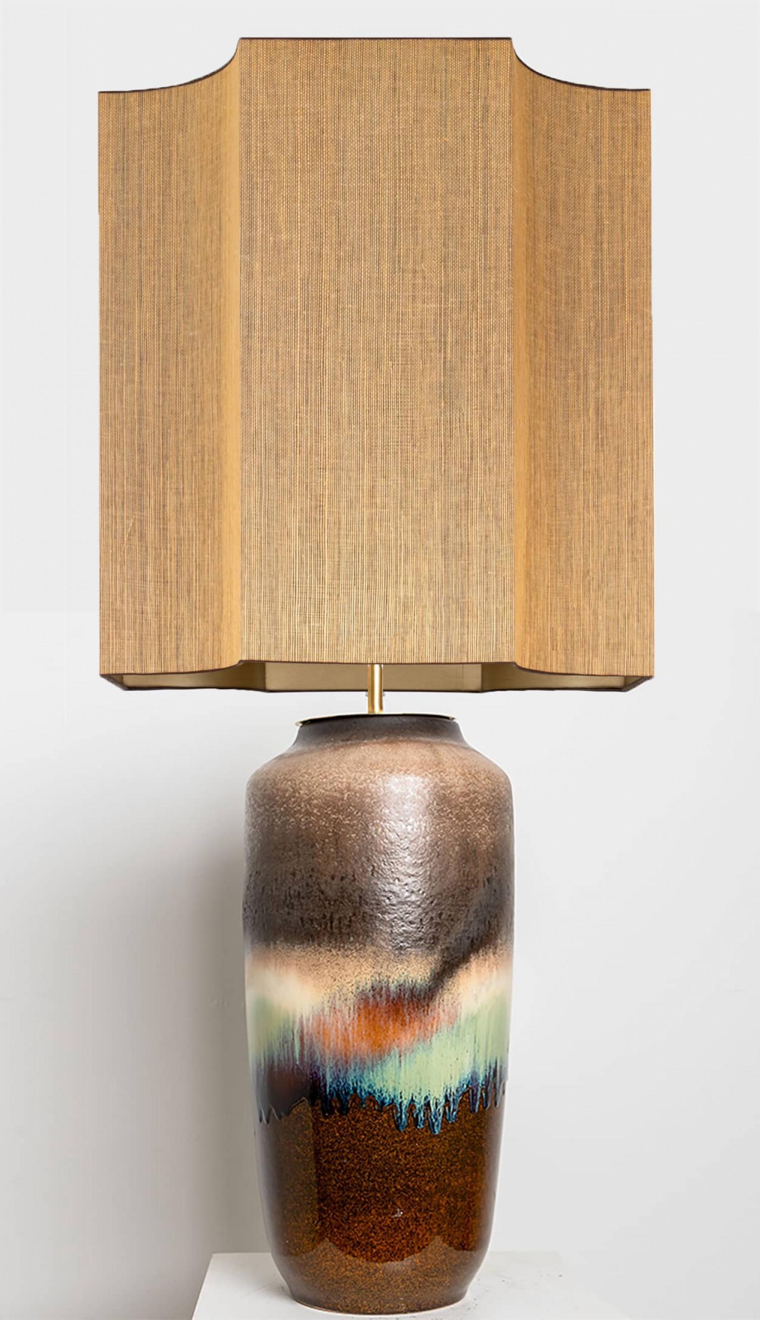 Ceramic Large Table Lamp with Custom Made Lampshade by René Houben For Sale 1