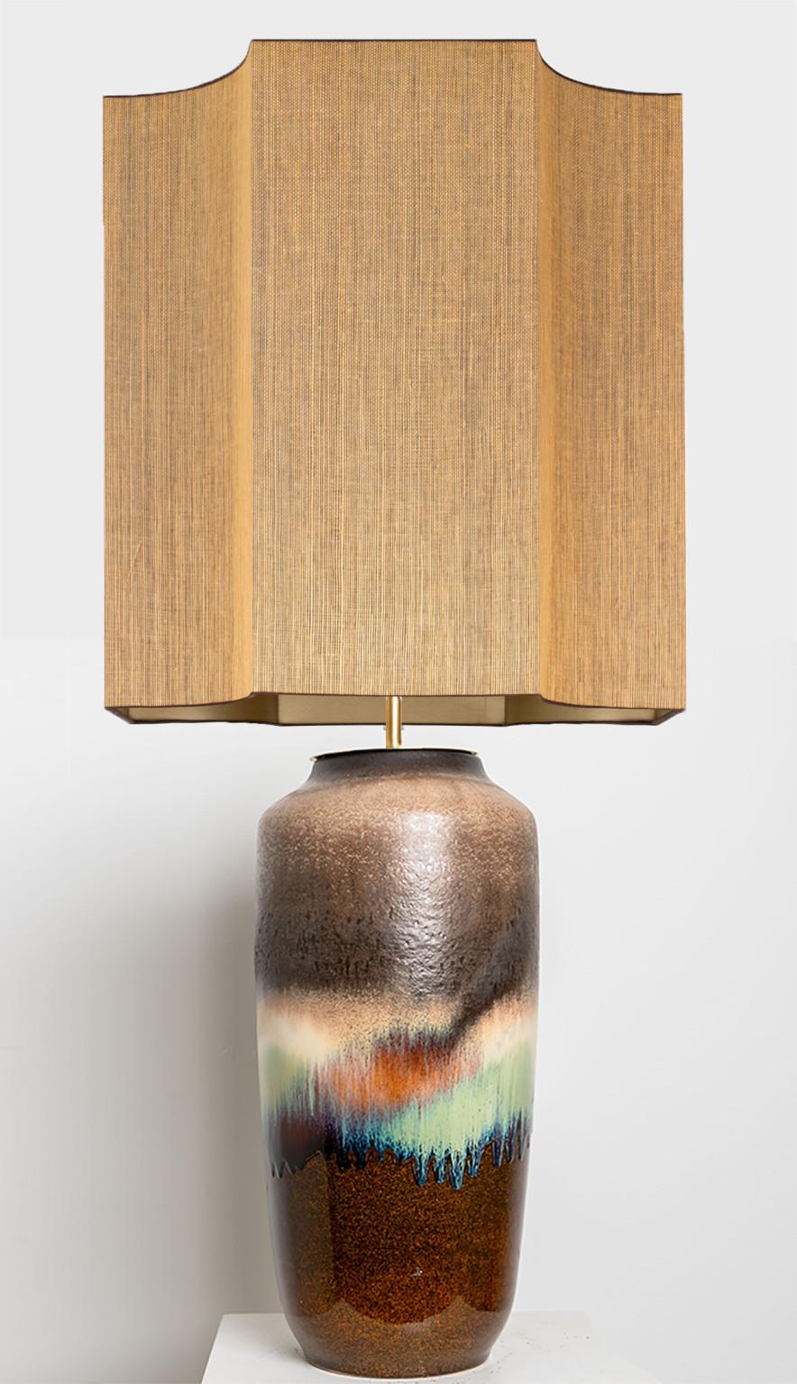 Ceramic Large Table Lamp with Custom Made Lampshade by René Houben For Sale 2